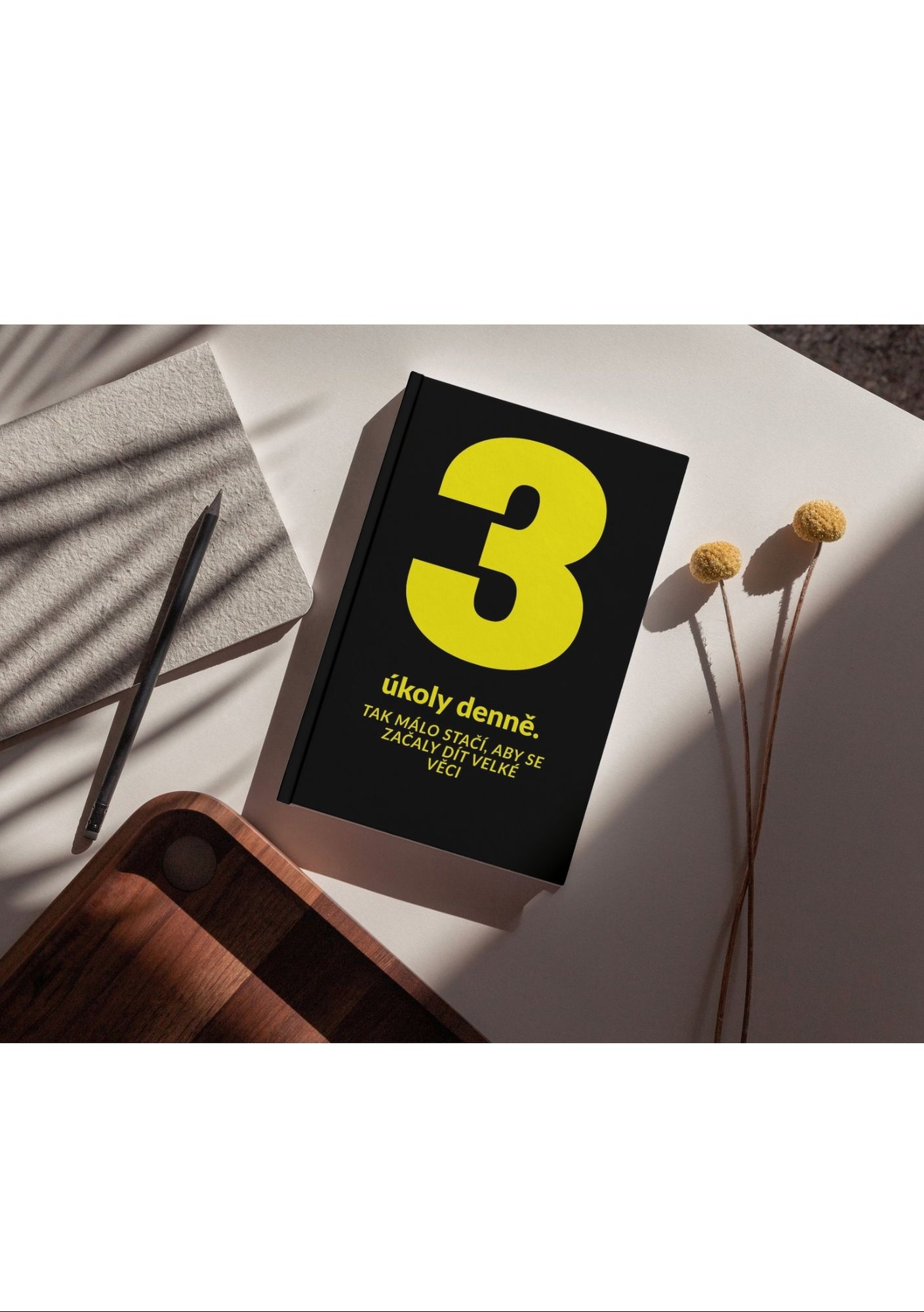 Deník 3 denně — flat lay
